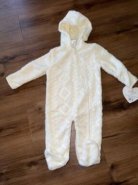 Plush Hooded White Footed One-Piece